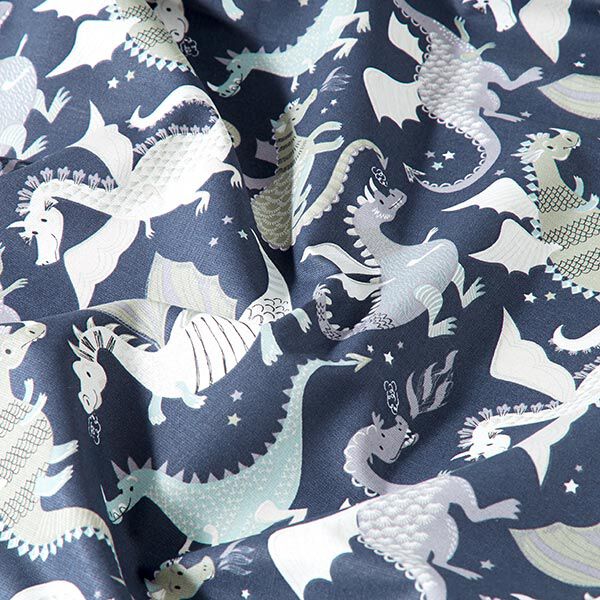 Baumwollstoff Cretonne Drachen & Ungeheuer – anthrazit/grün,  image number 2