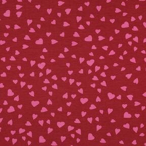 Sommersweat Herzen | Poppy Fabrics – dunkelrot/pink, 