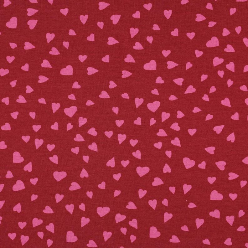 Sommersweat Herzen | Poppy Fabrics – dunkelrot/pink, image number 1