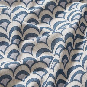 Baumwollstoff Popeline elegante Bögen – blaugrau/helltaupe, 