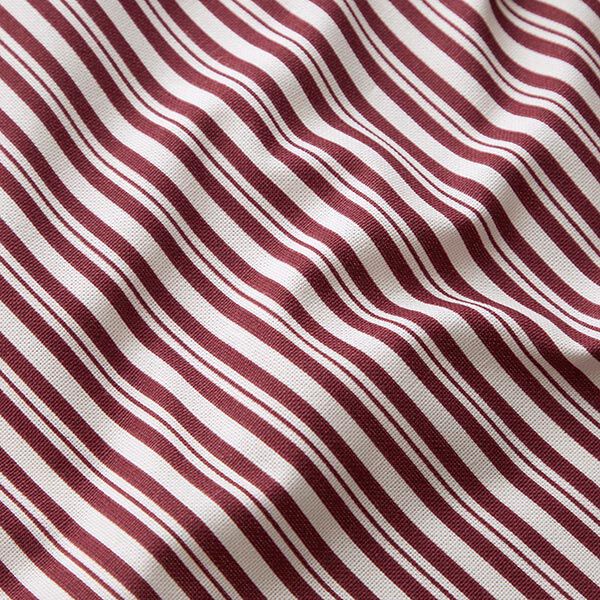 Dekostoff Halbpanama elegante Streifen – bordeauxrot/wollweiss