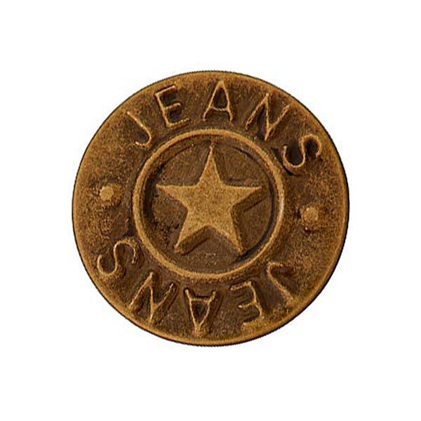 Jeanspatentknopf Stern – altgold metallic,  image number 1