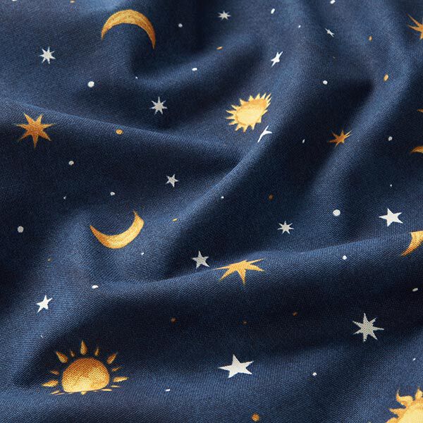Dekostoff Glow in the Dark Nachthimmel – gold/marineblau,  image number 12