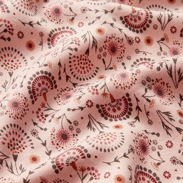 Alpenfleece süße Blümchen – rosa | Reststück 60cm