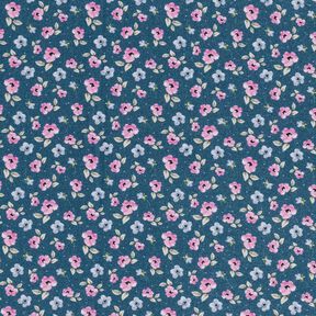 Baumwollstoff Popeline feine Blüten – blau/pastellviolett, 