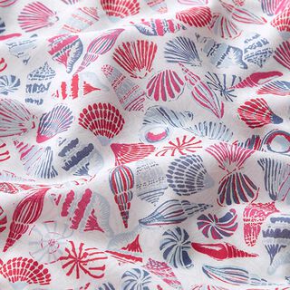 GOTS Batist Muscheln | Tula – wollweiss/rot, 