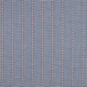 Baumwollstoff Jacquard Karo und Blümchen – ozeanblau/weiss, 