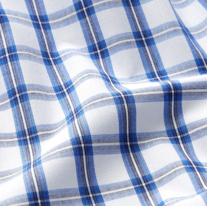 Baumwollstoff Hemden-Karo – weiss/blau, image number 2