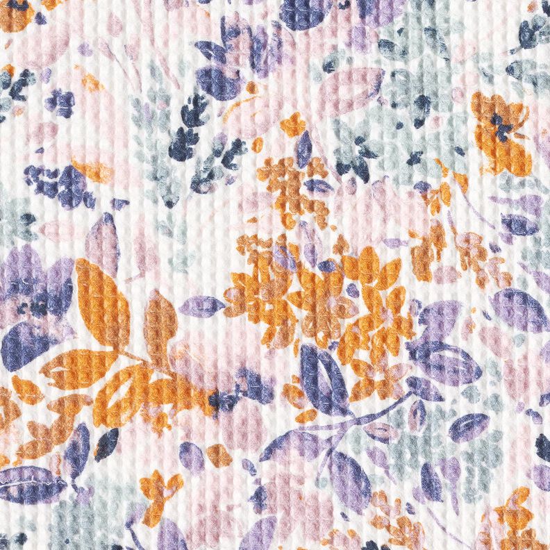 Waffelpiqué Aquarellblumen | Poppy Fabrics – weiss/lavendel, image number 5