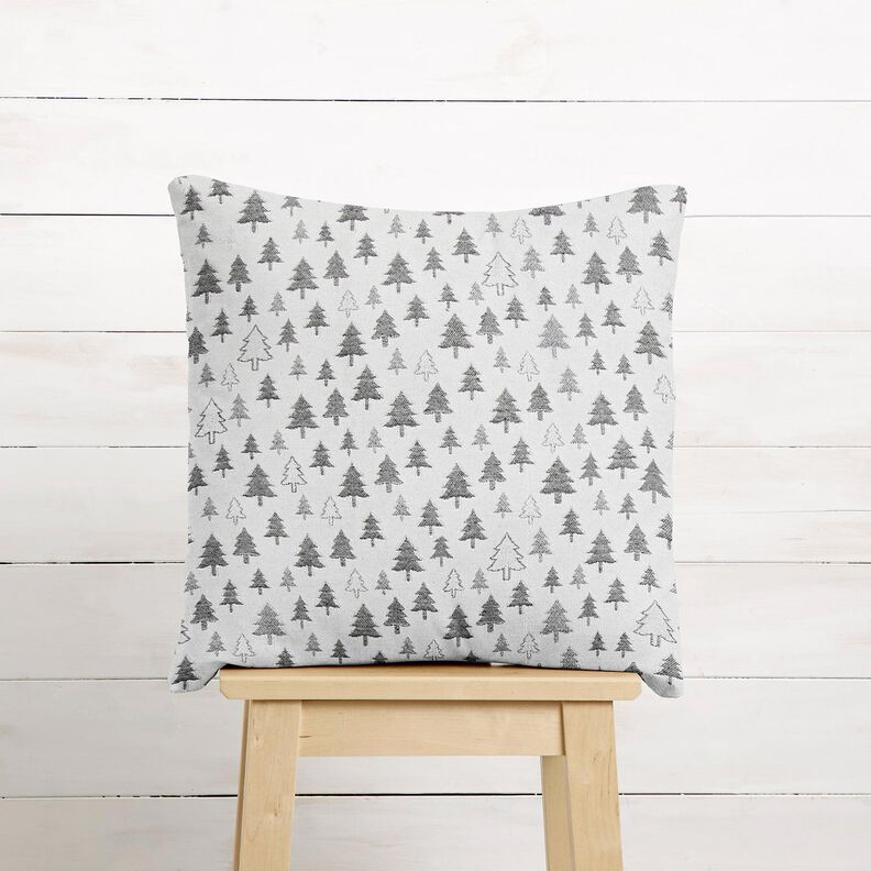 Dekostoff Jacquard glitzernde Tannen – anthrazit/silber,  image number 6