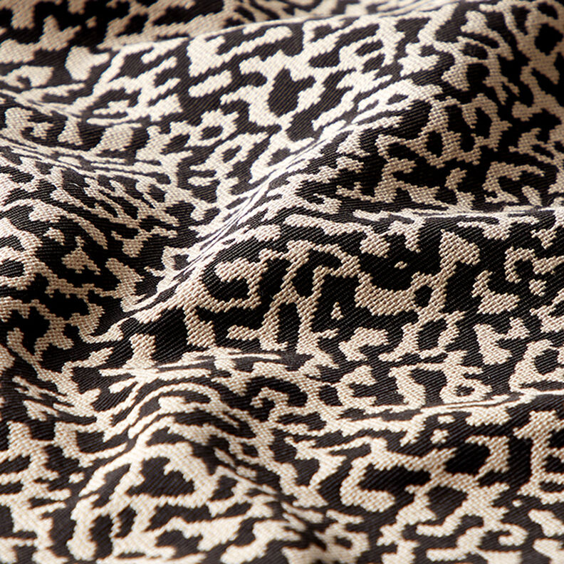 Möbelstoff Jacquard abstraktes Leomuster groß – schwarz/sand,  image number 2