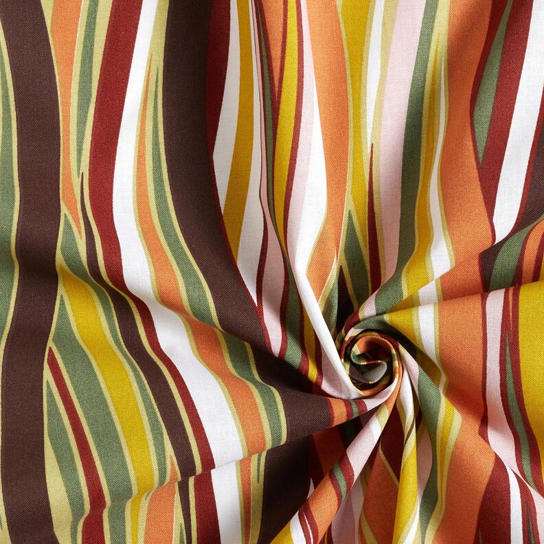 Baumwollstoff Cretonne geschwungene Streifen &ndash; weiss/hellorange,  image number 3