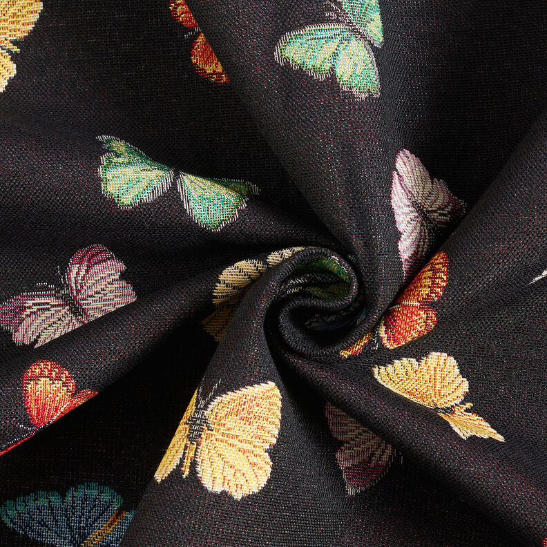 Dekostoff Gobelin Schmetterlingsschwarm – schwarz,  image number 4