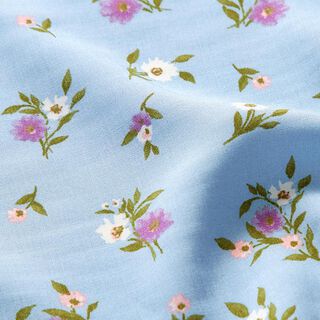 Leichter Viskosestoff Blümchen – hellblau, 
