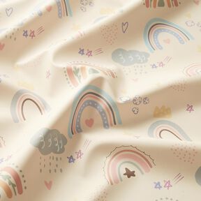 Regenjackenstoff bunte Regenbögen Digitaldruck – creme, 