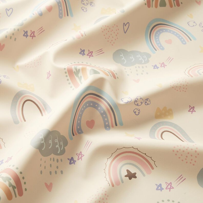 Regenjackenstoff bunte Regenbögen Digitaldruck – creme,  image number 3