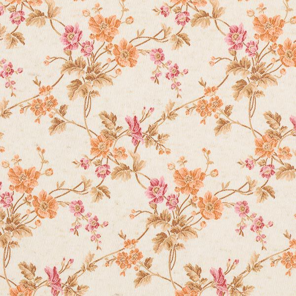 Feinstrick Blumenranken – wollweiss | Reststück 100cm