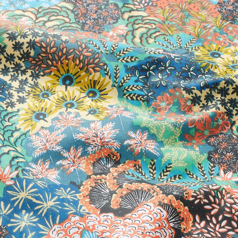 Beschichtete Baumwolle Blumenmeer – ozeanblau/terracotta,  image number 3