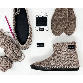 Botties®-Kit Häkelset Hausschuhe [Gr. 44] - natur/ schwarz, 