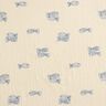 Musselin/ Doppel-Krinkel Gewebe gestickte Fische | Poppy Fabrics – wollweiss/königsblau,  thumbnail number 1