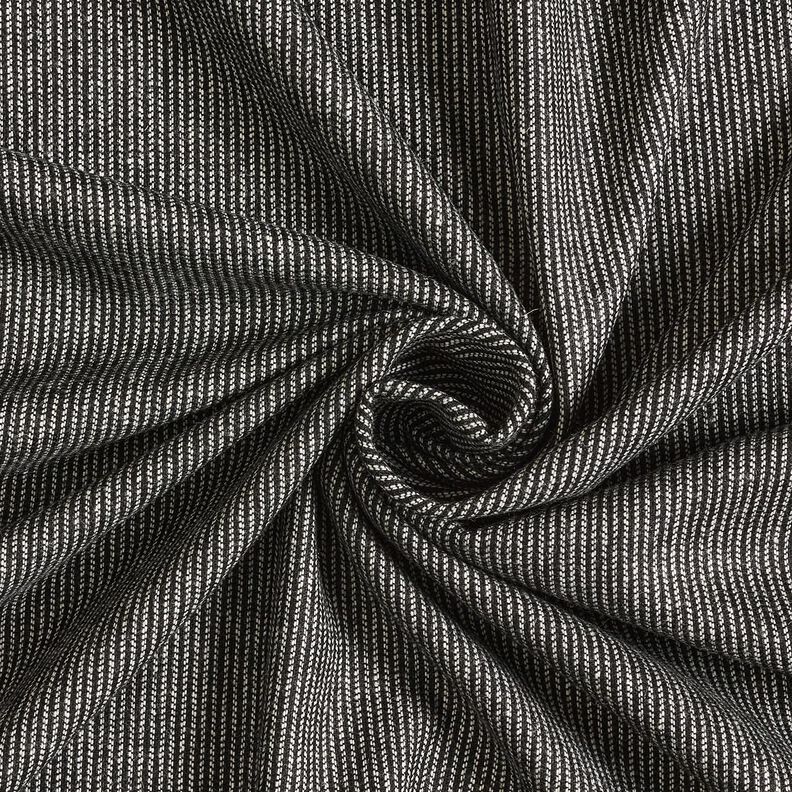 Hosenstoff Woll-Mix Melange-Streifen – schwarz/weiss,  image number 1