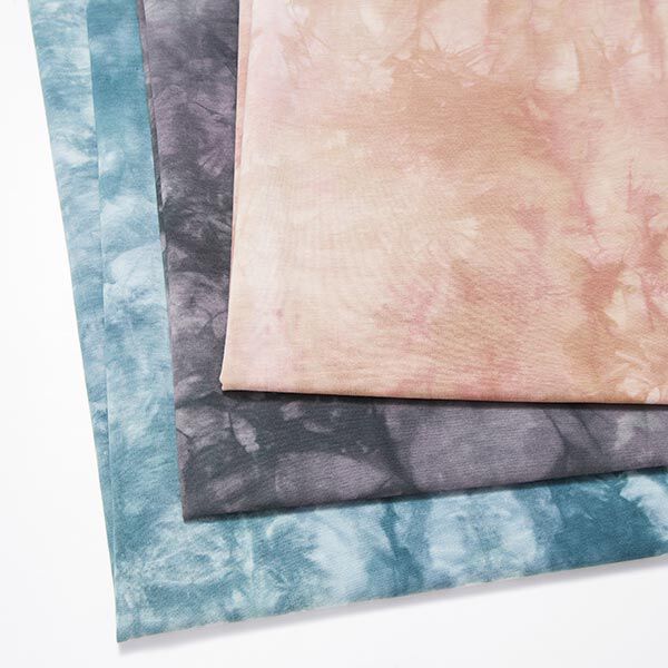French Terry Sommersweat Batik – hellpetrol | Reststück 50cm