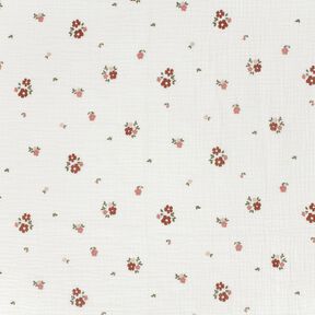 Musselin/ Doppel-Krinkel Gewebe Blumen – weiss, 