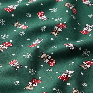 Baumwollstoff Popeline Weihnachtshunde – tannengrün, 