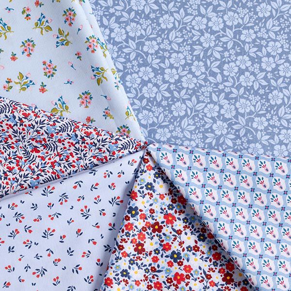 Baumwollpopeline süße Blümchen – babyblau