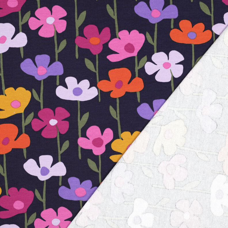 French Terry Sommersweat bunte Blumen | Poppy Fabrics – marineblau,  image number 4