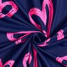 French Terry Sommersweat Jeanslook Neon Herzen – nachtblau/neonpink,  thumbnail number 3
