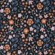 Babycord romantische Blumenwiese Digitaldruck – schwarz,  thumbnail number 1