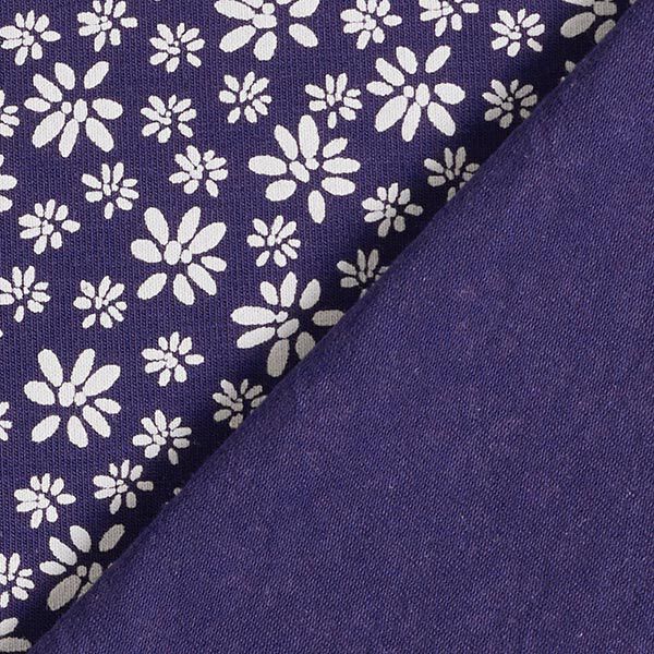 Baumwolljersey kleine Margeriten – marineblau