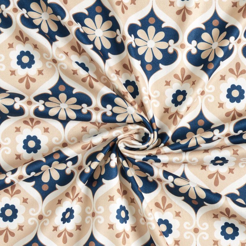 Jersey florale Ornamente – beige/marineblau,  image number 4