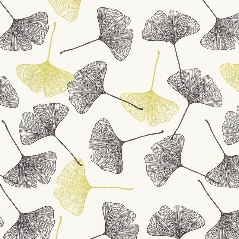Baumwolljersey Gingkoblätter – wollweiss/lindgrün, image number 1