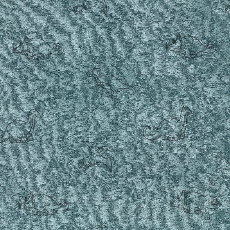 Frotteejersey Dinos – taubenblau,  image number 1