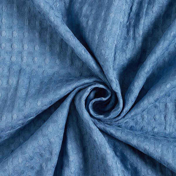 Baumwoll-Jacquard Waffelstruktur – jeansblau | Reststück 100cm