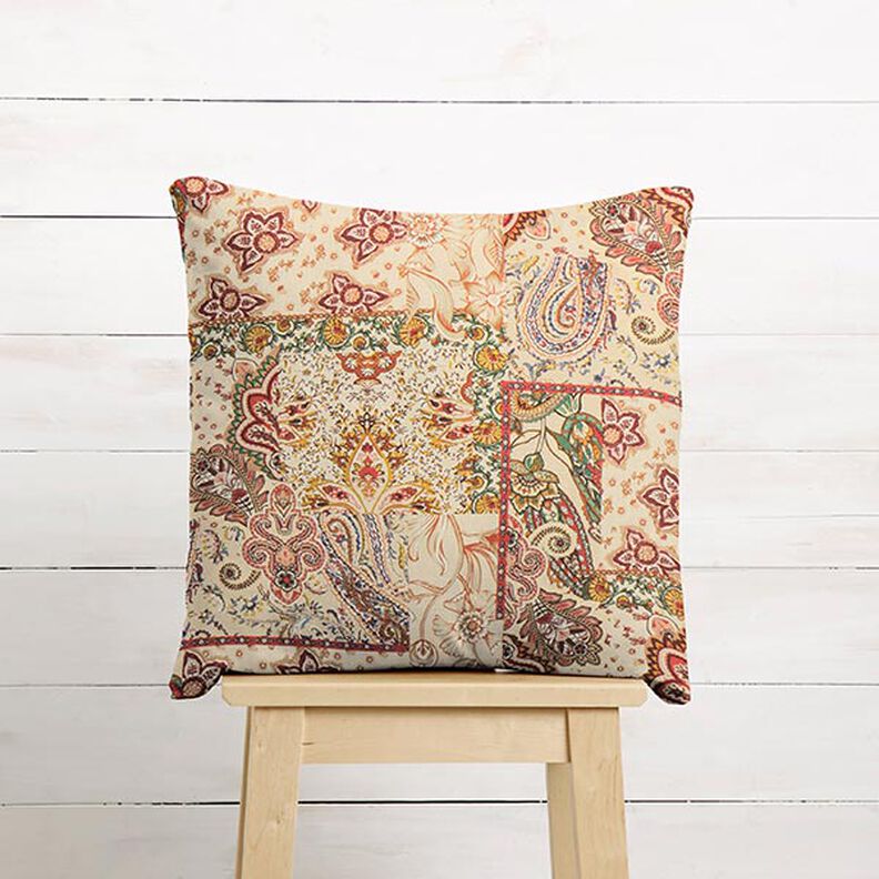 Dekostoff Halbpanama Retro Paisley – beige,  image number 5