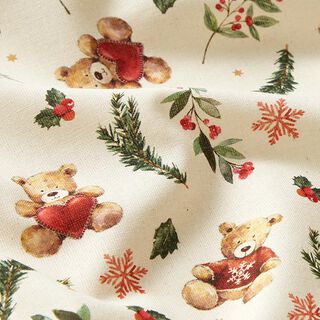 Baumwollstoff Cretonne Weihnachts-Bären – hellbeige, 