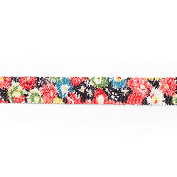 Fransenband Blumen [30 mm] – schwarz/rot,  image number 2