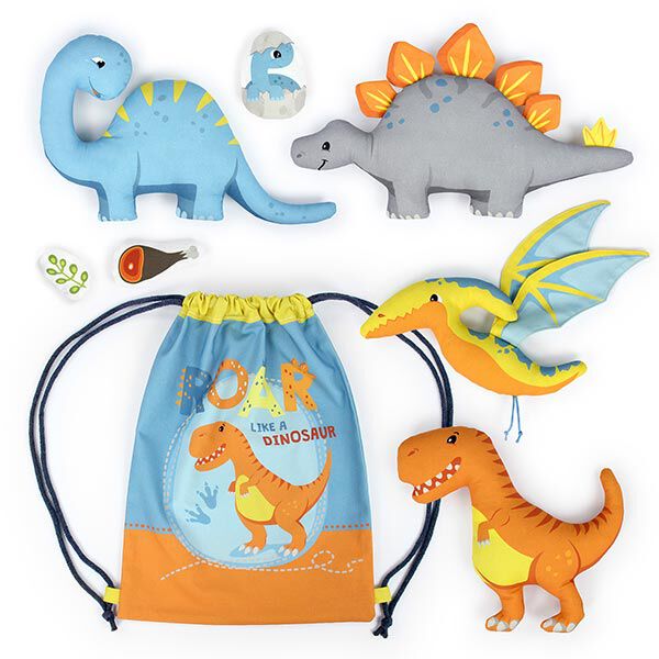 DINO FRIENDS Cut & Sew Dino Stoff Panel [ 80 x 155 cm ] | Kullaloo