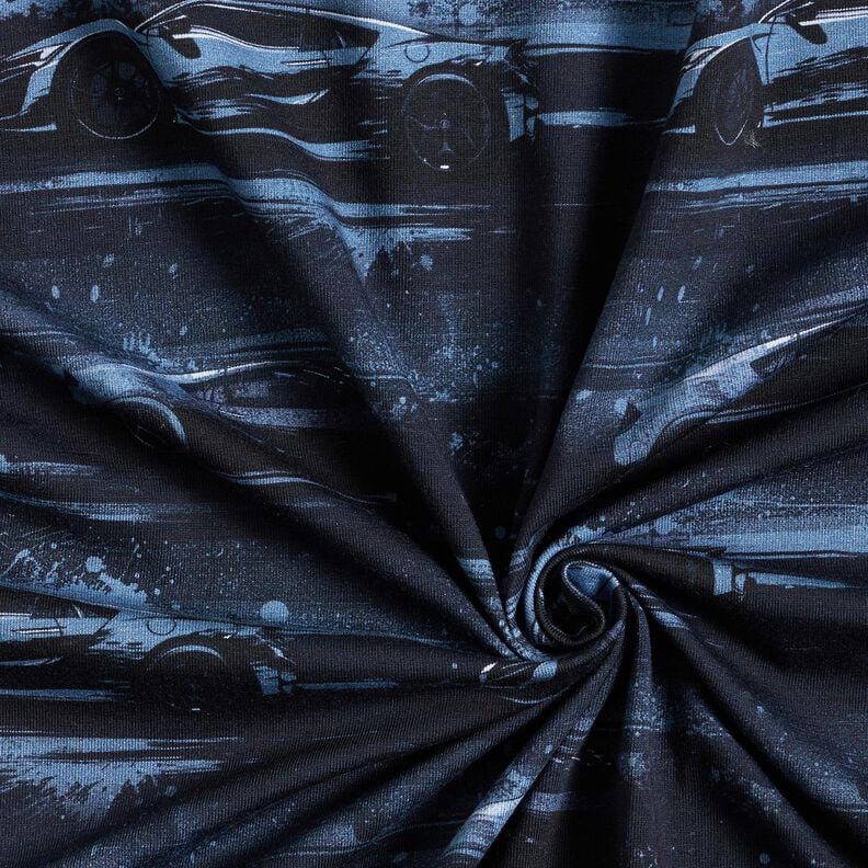 Baumwolljersey Rennauto Digitaldruck – schwarzblau,  image number 3