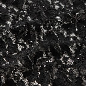 Spitze Pailletten Blumen – schwarz, 
