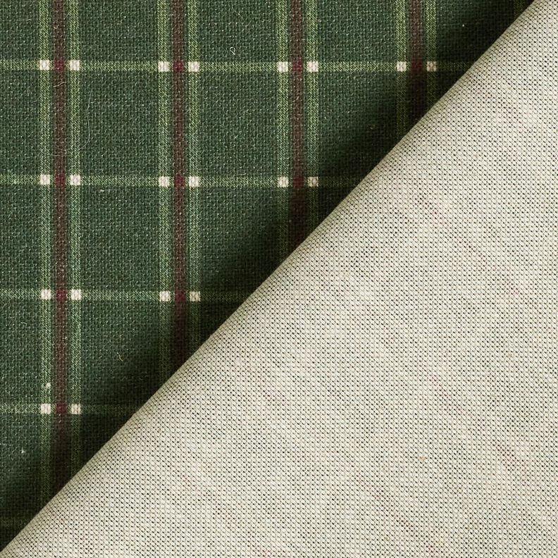 Dekostoff Halbpanama elegantes Karo – tannengrün/karminrot, image number 4