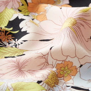 Viskosestoff Expressive Blumen – schwarz, 