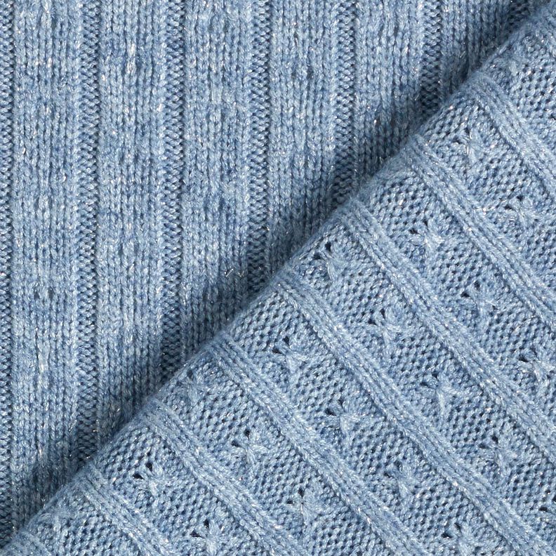 Strickstoff Ajour edle Glitzerstreifen – hellblau, image number 4