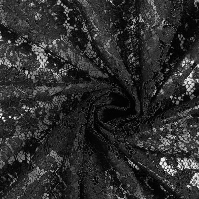 Feiner Spitzenstoff Blumenmotiv – schwarz,  image number 4