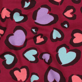 Sweatshirt angeraut bunte Herzen | Poppy Fabrics – himbeere, 