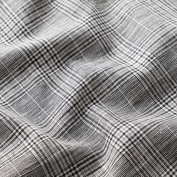 Anzugstoff Karo Metallicgarn – schwarz/weiss | Reststück 50cm