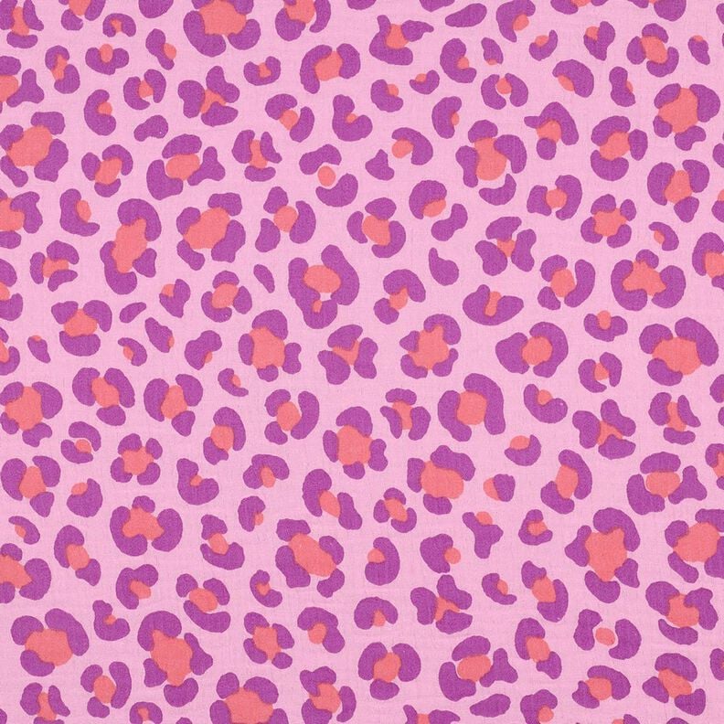 Musselin/ Doppel-Krinkel Gewebe bunter Leo Print | Poppy Fabrics – pastellviolett/rotlila,  image number 1